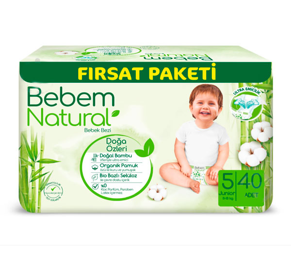 Підгузки BEBEM Natural Junior 5 11-18 кг 40 шт.
