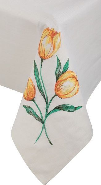 Скатерть «Тюльпаны желтые» 1083-18/00 140x180 см льняной Эдельвика 