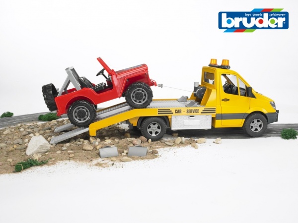 Набір машинок Bruder Мерседес Спрінтер евакуатор + джип 1:16 02535