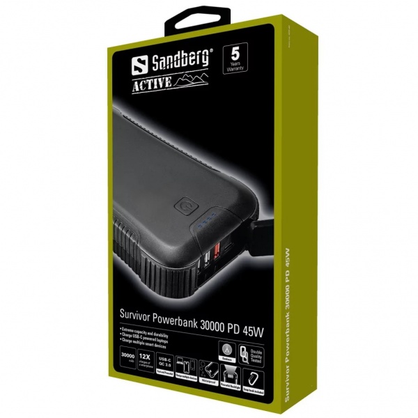 Універсальна мобільна батарея Sandberg Survivor Powerbank 30000 mAh black (420-48) 