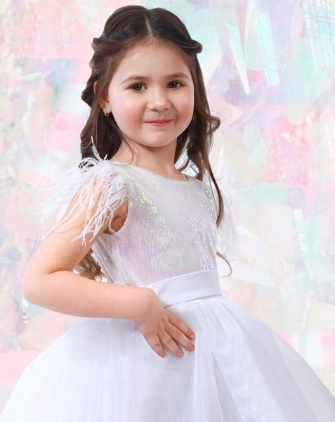 Платье PURPURINO с перьями р.134 белый 8005/134 