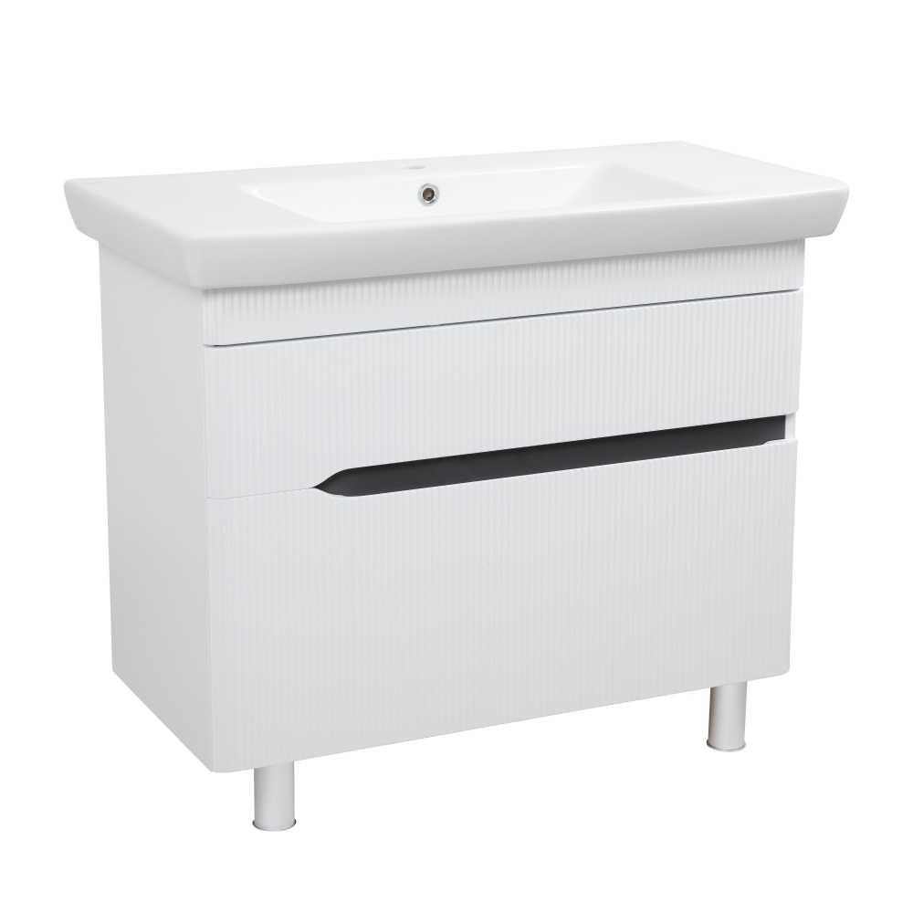 Тумба Aqua Rodos MONACO (белый мат) с умывальником Порто 95 см