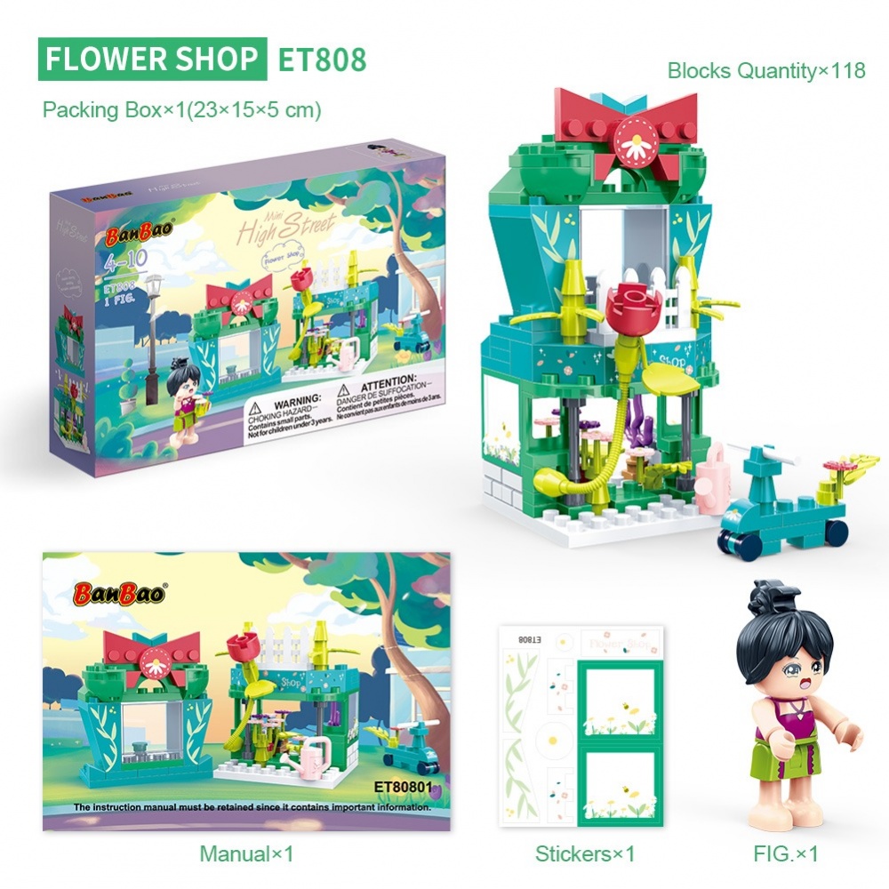Конструктор BanBao Цветочный магазин Mini High-Street Series ET808