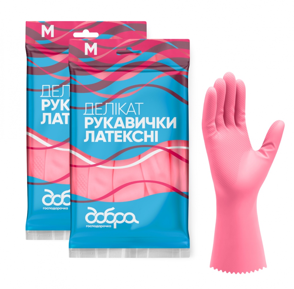 Перчатки латексные Добра господарочка Деликат стандартные р.M 1 пар/уп.