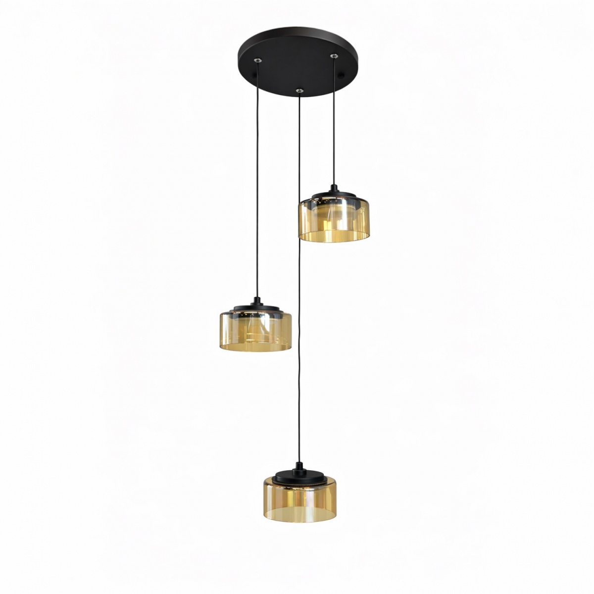 Люстра підвісна LIGHT SET DUSHA MS241-D3 3x12 Вт GX53 чорний/бурштин — фото 1