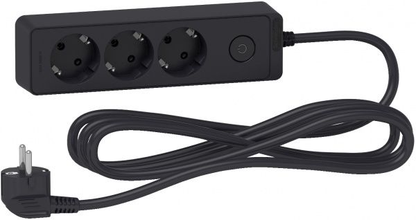 Удлинитель Schneider Electric UNICA EXTEND с заземлением 3 гн. черный 3 м ST9433B