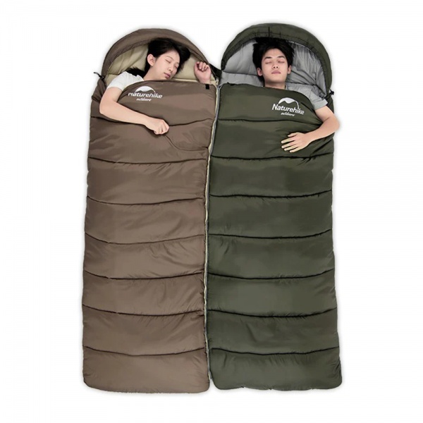 Спальный мешок Naturehike с капюшоном U150 NH20MSD07, (7℃~11℃), правый, коричневый, (190+30)*75 см