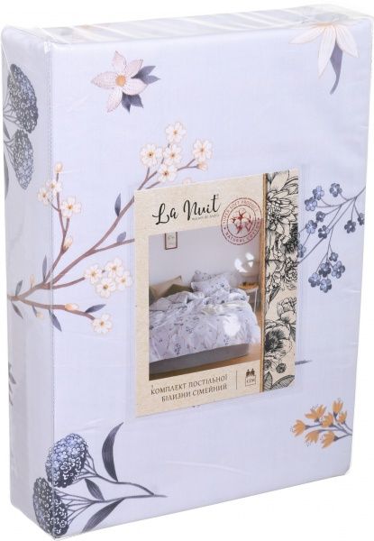 Комплект постільної білизни Silver blossom сімейний різнокольоровий принт La Nuit 