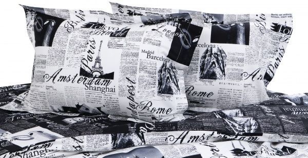 Комплект постільної білизни Citylife 1,5 чорний із білим La Nuit 