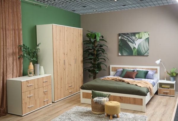 Кровать Риека Р-КР-16 1664х2084х814 мм 160x200 см дуб артизан/белый 