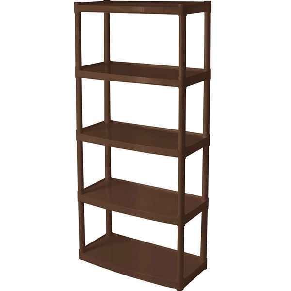 Стелаж пластиковий Алеана 5 полиць 1800x820x370 мм коричневий