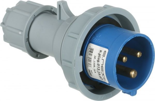 Розетка силовая переносная с заземлением E.NEXT e.plug.013.16.67, 3п., 230В, 16А, IP 67 серый с синим i082001