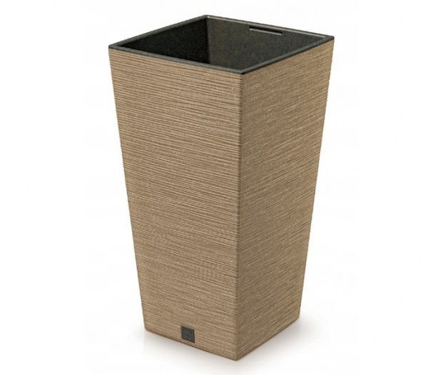 Горшок для цветов Prosperplast Furu Eco Wood 400 мм высокий с вкладышем бежевый квадратный 91,5 л (60369-4665) 