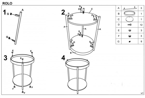 Стіл журнальний Rolo 440x550мм Halmar 