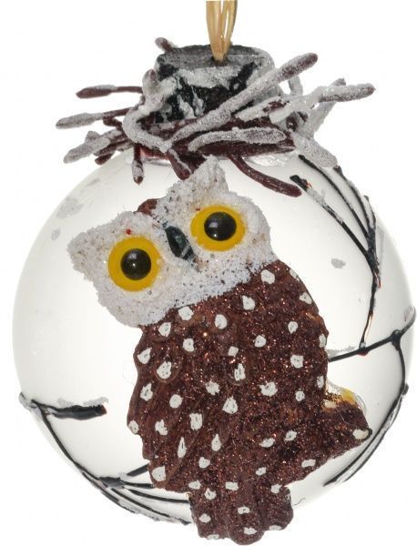 Шар стеклянный d80 JF141486 белый с коричневым