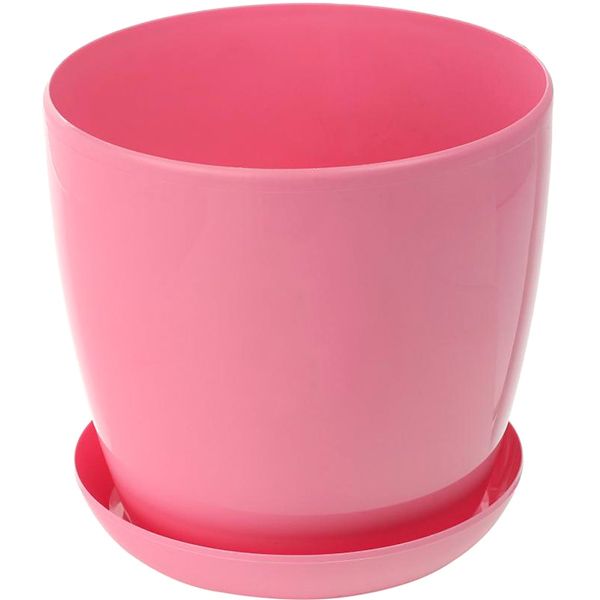 Горщик пластиковий Омела глянцевий круглий 3,3л рожевий 