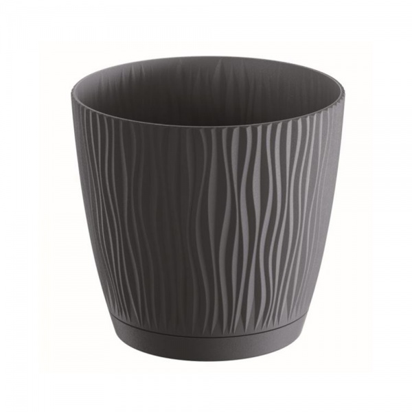 Горшок для цветов Prosperplast SANDY 150 мм с подставкой круглый 3,09л антрацит (26767-433) 