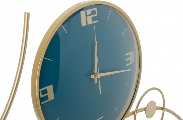 Годинник настінний металевий 90х40 см бірюзовий із золотим