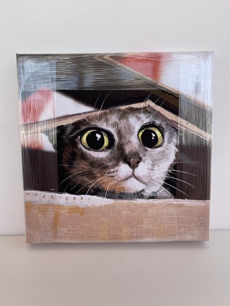 Репродукция Серый кот смешной 35x35 см Арт Фемелі 