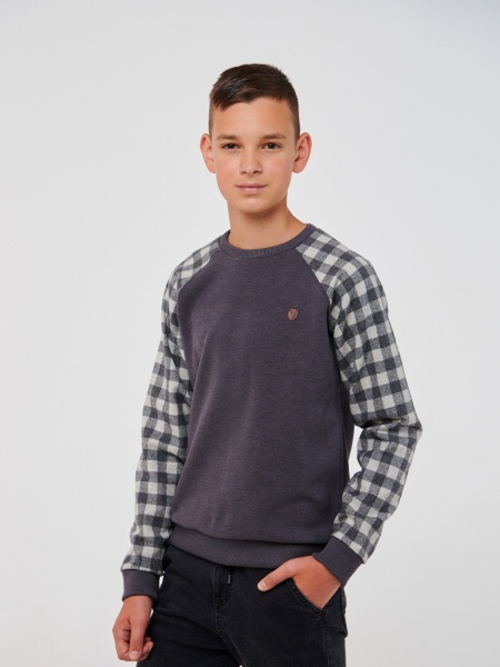 Джемпер для мальчика Smil р.158 серый в клетку 116581 