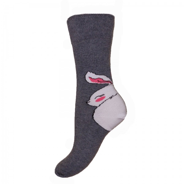 Шкарпетки жіночі Molly Зайчик р.23 світло-сірий меланж