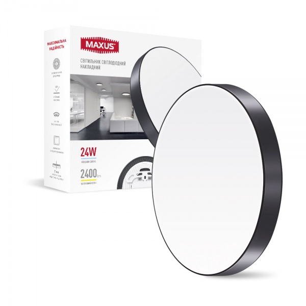 Світильник настінно-стельовий Maxus 24 Вт чорний 4100 К 1-MSP-2441-SLB 