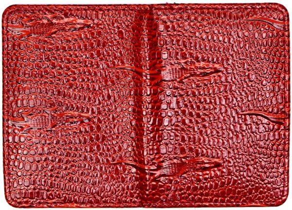 Обкладинка для паспорта Крокодил червоний лак
