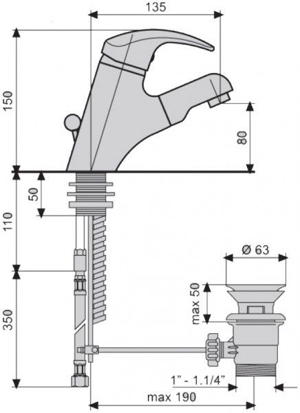 Змішувач для умивальника Emmevi Rubinetterie Luxor CR7096R