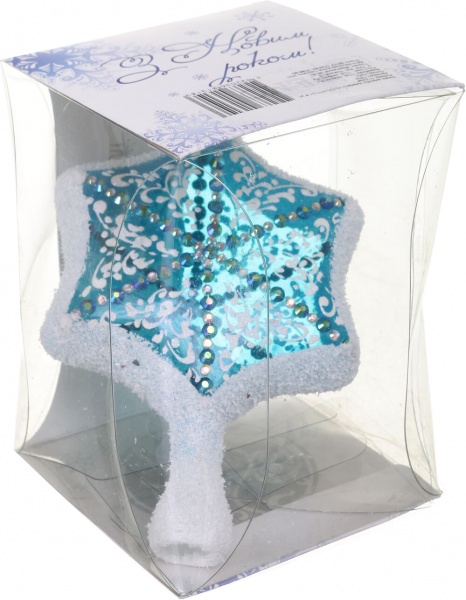 Верхівка скляна з блискітками Зірка еліт 20 см комбінована в асортименті 