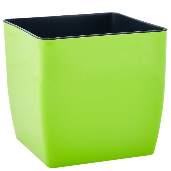 Вазон пластиковый Алеана Квадро низкий 16х16х15,5см квадратный 3л оливковый 