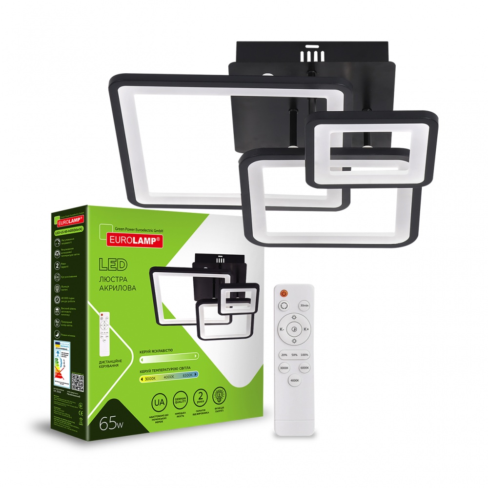 Люстра потолочная Eurolamp 65 Вт LED-модуль черный LED-LS-65-M20(black)