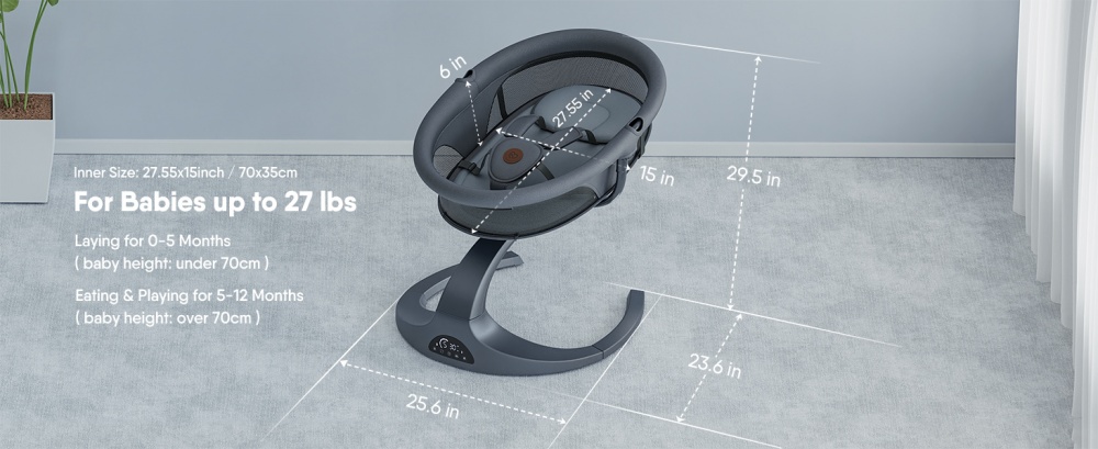Укачивающий центр Babybond 79х69х58 см темно-серый PD-B05D