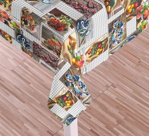 Скатерть Фрукты 110x137 см серый с рисунком Даріана 