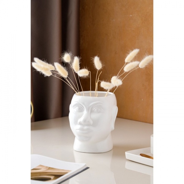 Ваза керамическая Nana ceramics Африканка 15,5 см белый глянец 