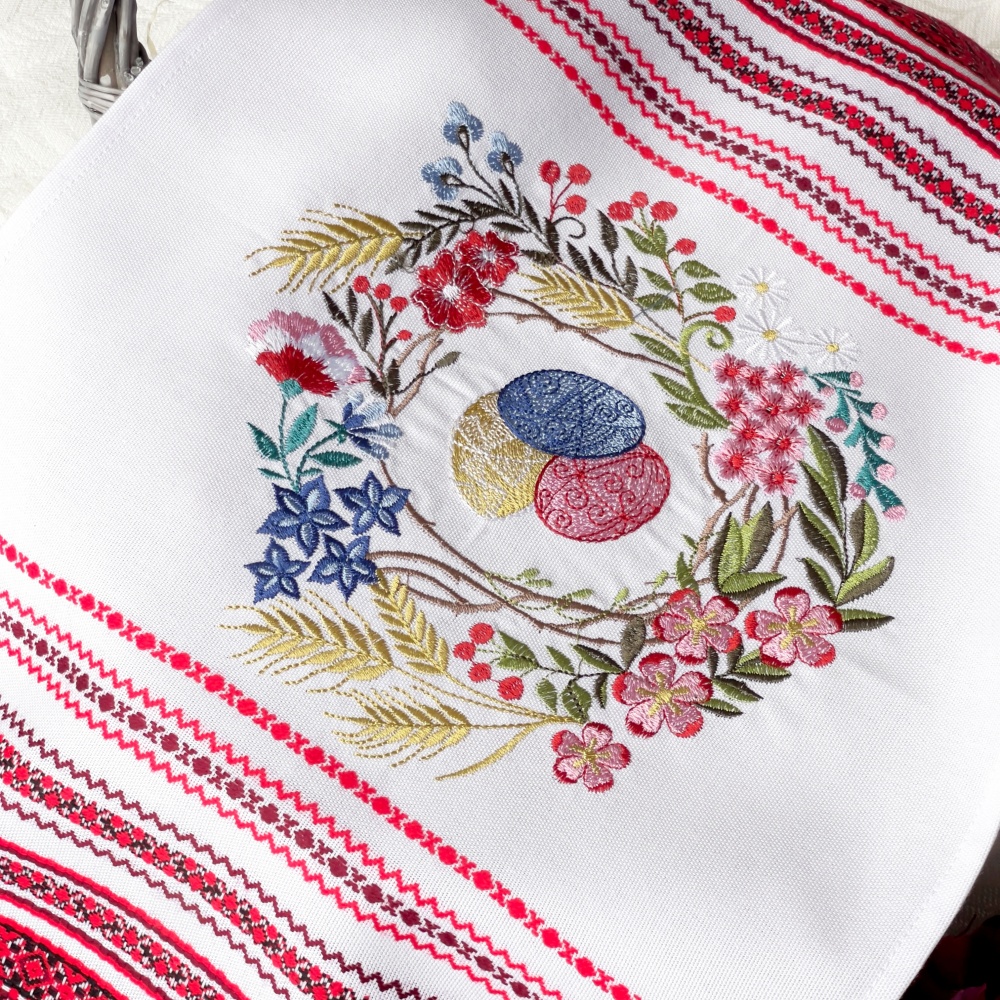 Рушник великодній Аншлаг 30x68 см Едельвіка білий/червоний