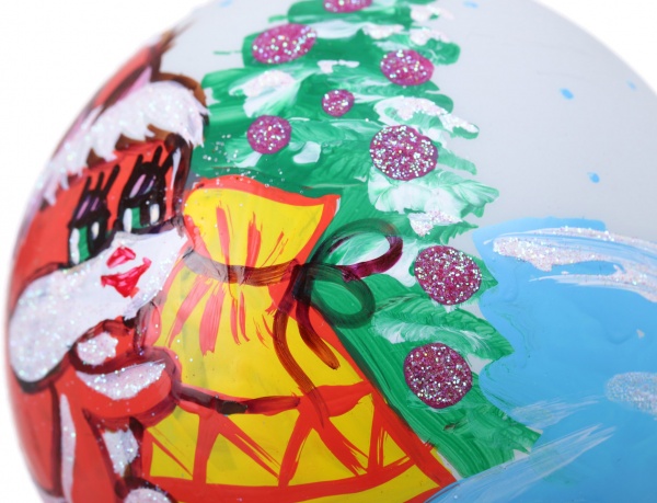 Шар новогодний зимняя сказка ручной работы стеклянный d 80 мм разноцветный