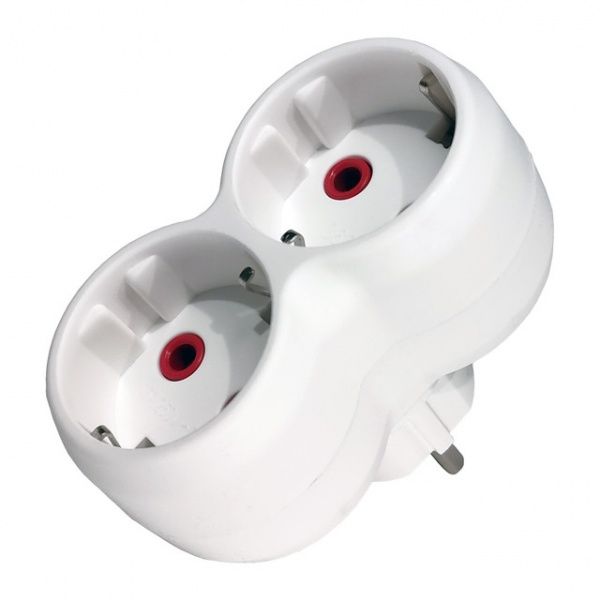 Двійник Neomax із заземленням 2 гн. білий NX1012 