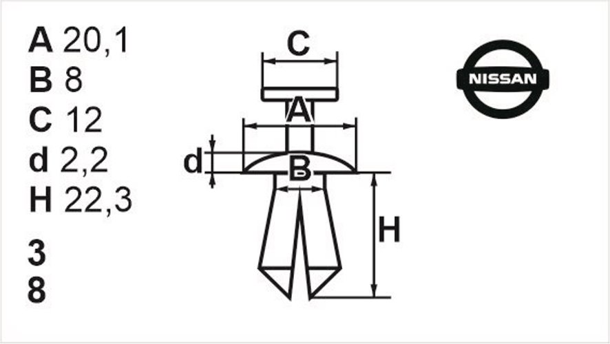 Клипса нажимная наружная универсальная Romix (B22088)