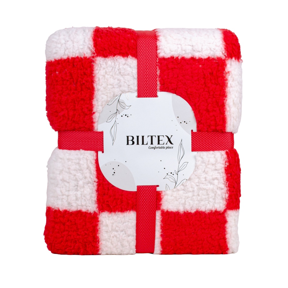 Плед флисовый DERBY Sherpa 160x200 см красный с белым La Nuit