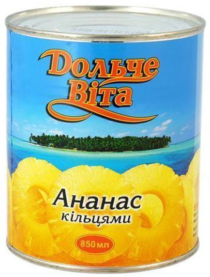 Персики Дольче Віта половинками в легкому сиропі 850 мл