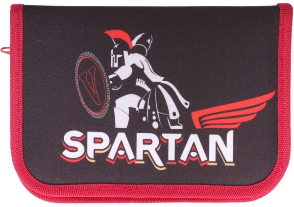 Пенал 1 отворот Spartan 99112 CLASS черный с красным
