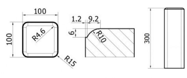 Палісад квадрат 100x300 мм коричневий Моноліт-Брук 