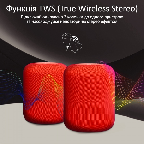 Акустическая система Promate 1.0 red Boom-10 TWS 10Вт