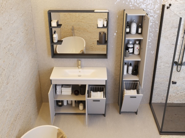 Тумба підлогова ЮВЕНТА Brooklyn - 100 чорний з умивальником Soft-100