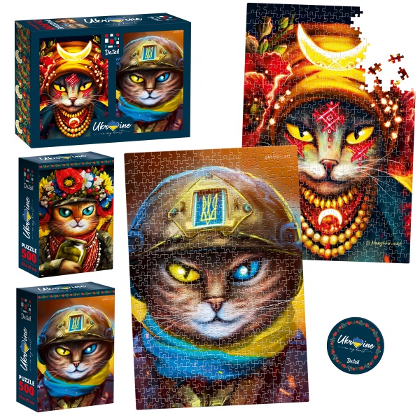 Пазли картонні De.tail Український кіт-воїн & Українська мольфарка (2 в 1) DT500-10