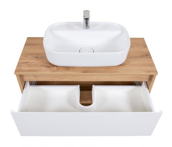 Тумба подвесная ScandiSPA Edda севилья со столешницей 100 см с умывальником Aqua 60 см