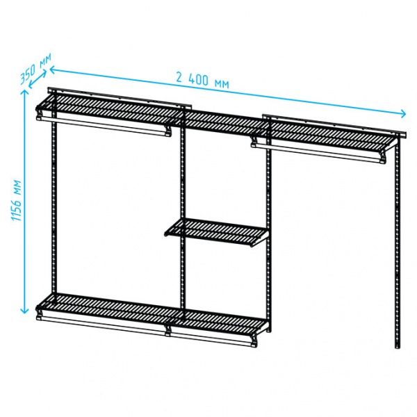 Гардеробная система Larvij с полками 300 мм белый