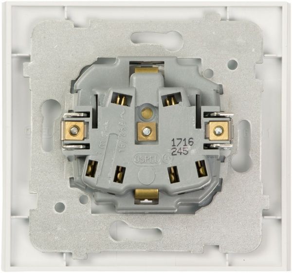 Розетка с заземлением Ospel Kier 16 А 250 В без шторок белый GP-1WS/00