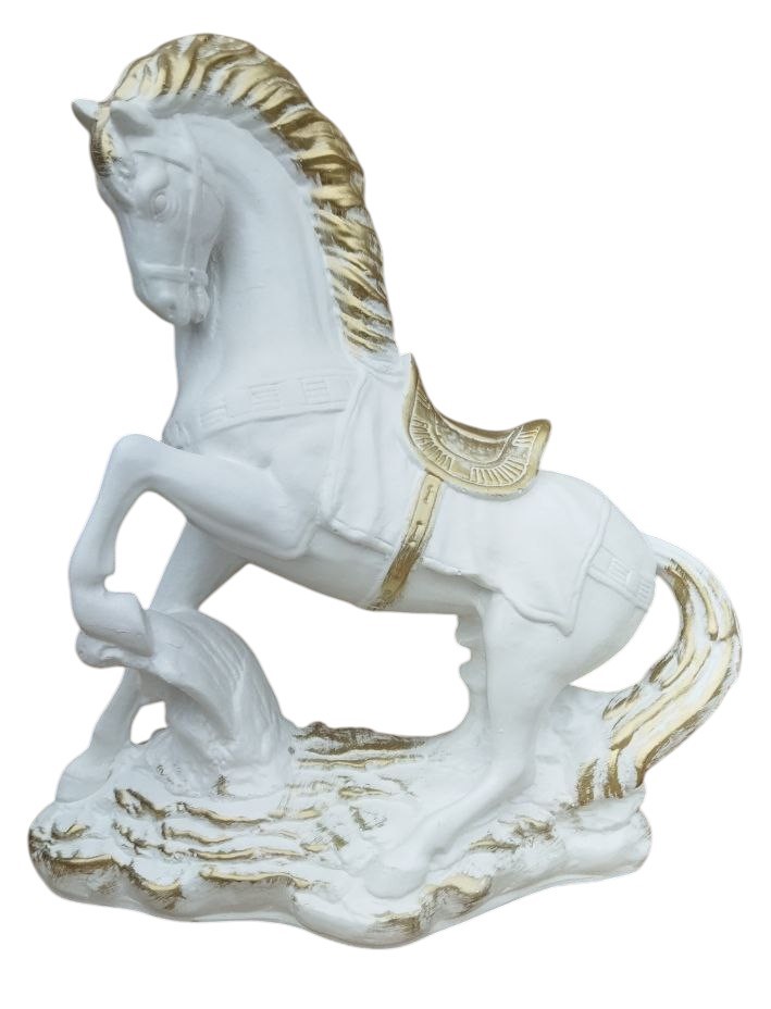 Статуэтка Наша Кераміка Конь с седлом 36х33х33 см белый перламутровый