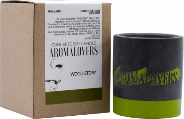 Свічка ароматична Aromalovers соєва в бетоні Wood Story 240 г 